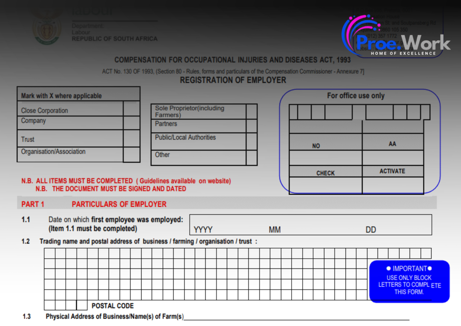 COIDA and UIF Registration Guide for South African Employers - Proe ...
